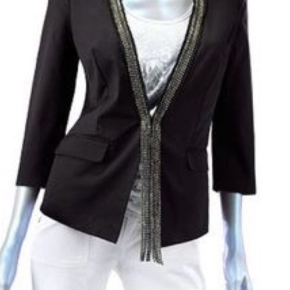 Rock & Republic Black Blazer with Embellished Trim